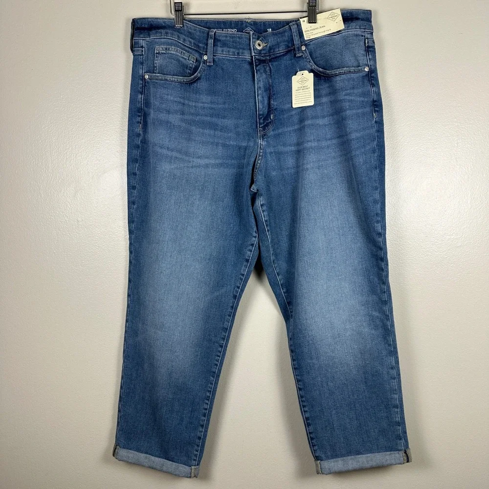 St. John's Bay Women's 18 Girlfriend Jean Blue Mid-Rise LT Terrace NEW